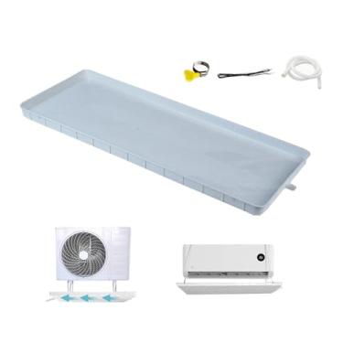 Imagem de HHHJQFAAT Bandeja de drenagem de plástico para ar condicionado bandeja de água grande com tubo de drenagem para janela unidade externa de ar condicionado (cor: tubo de água de 2 m, tamanho: 91,5 * 45