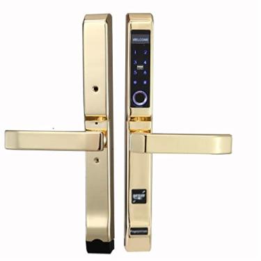 Imagem de Fechaduras de porta impressão digital, fechadura inteligente sem chave com impressão digital à prova d'água bloqueio inteligente externo fechadura eletrônica biométrica (cor: preto) (E)