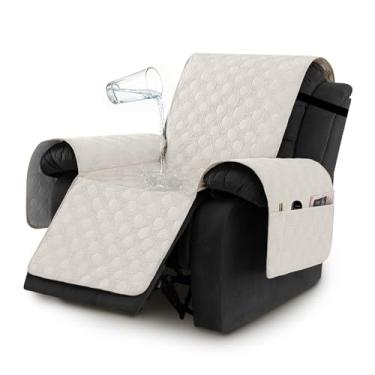 Imagem de H.VERSAILTEX Capas de cadeira reclinável 100% à prova d'água, capas reclináveis antiderrapantes permanecem no lugar, capa grossa para cadeira reclinável com bolso, protetor de capa de sofá de cachorro