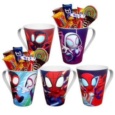 Imagem de Kit 5 Xícaras Spider-Man Aranha Lembrancinha Festa Infantil - Plasutil
