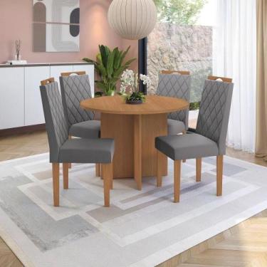 Imagem de Conjunto Sala De Jantar Nira Kappesberg 4 Cadeiras Veludo Titanio