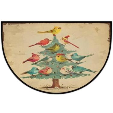 Imagem de Tapete de porta meio redondo, árvore de Natal, colorido, antiderrapante, absorvente, semicírculo, tapetes laváveis, tapetes de meia lua para interior, pátio, cozinha, banheiro, entrada, lareira