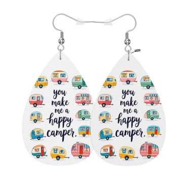 Imagem de Vosach Brincos femininos com citações engraçadas, bonito desenho animado carro ônibus veículo brinquedos de couro leve pendente lágrima brincos joias para senhoras meninas