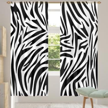 Imagem de 2 conjuntos de painéis de cortinas transparentes com estampa de zebra, cortinas transparentes, arejadas, com filtro leve, painéis de cortina de porta e janela para sala de estar, quarto, jantar, 192