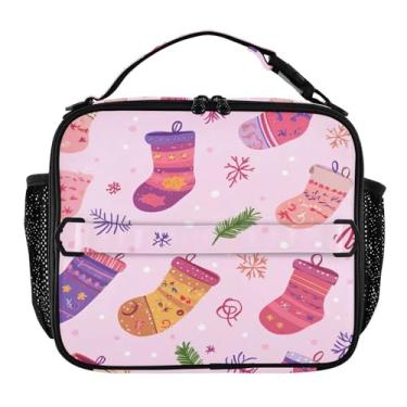 Imagem de Blueangle Lancheira de meias de Natal para homens, mulheres e adultos, lancheira pequena para trabalho de escritório, piquenique - bolsa térmica portátil reutilizável (478)