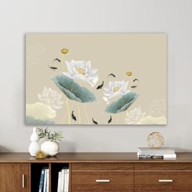 Imagem de Capa de TV Protetor de Tela Interna Elástico Pendurado Protetor de Televisão 32-85 Polegadas Tela Universal Moderna Casa LCD LED Plasma Plano para Decoração de Sala de Estar - Cáqui ||46-50 polegadas