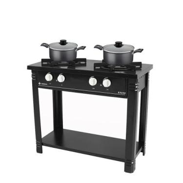 Imagem de Fogão Industrial 2 Bocas Bravo Preto Venâncio + 2 Caçarolas Tramontina