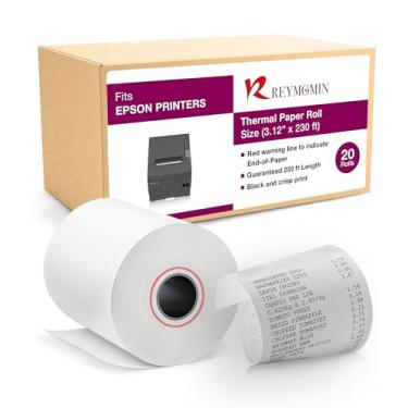 Imagem de Rolos de papel térmico de 9,5 x 70 metros para impressora Epson - Papel térmico de recibo compatível com máquinas EPSON - 20 rolos