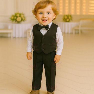 Imagem de Conjunto Terno Social Infantil Menino Calça Camisa Manga Longa E Colet