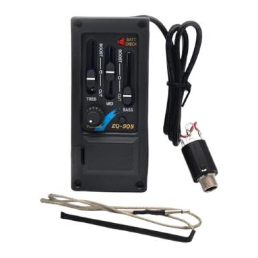 Imagem de Almencla Acessório para instrumento musical: Captador de guitarra, pré-amplificador de 3 bandas EQ-505 com afinador para captador piezoelétrico.