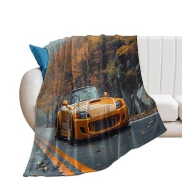 Imagem de HouLaiZhe Cobertor super macio de flanela S2000 JDM carro folhas de outono cobertores leves refrescantes para sofá-cama cadeira sofá carro viagem ao ar livre leve quente 101,6 cm x 127 cm