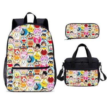 Imagem de Conjunto de mochilas Doraemons School Bag para crianças com lancheira 