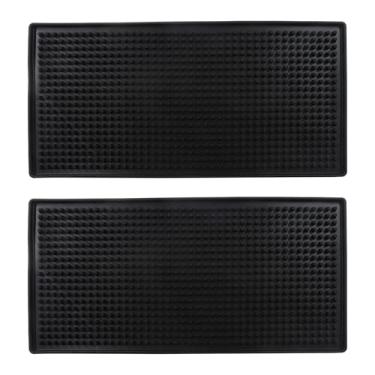 Imagem de Zorfeter Pacote com 2 tapetes de bar Blcak 15 x 30 cm, tapete de café antiderrapante, tapete de secagem de borracha, tapete de bancada de PVC pequeno para bar/coquetéis em casa