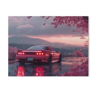 Imagem de HouLaiZhe Rosa Romântico Nsx Jdm Carro Flores de Cerejeira Cartazes Tela Estética Sala Decoração de Parede Impressões Galeria Sala Decoração de Parede para Quarto Sala de Estar Escritório 18 x 24