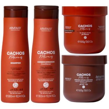 Imagem de Kit Arvensis Cachos Naturais 4 Produtos Tratamento Capilar Completo Cabelos Crespos Vegano