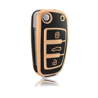 Imagem de Capa flip de 3 botões de TPU compatível com Audi A1-A8/Q2-Q7/R8/S3-S6/TT/RS3-RS6/S1-S8/B6-B8/C5-C6/4F/4G/TTS/TTRS e assento/Exeo 3R, acessórios para chaves automotivas