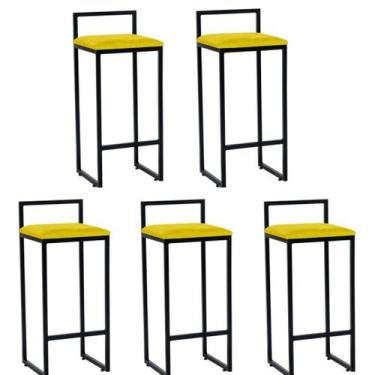 Imagem de 5 banquetas para churrasqueira e bar rosalia-assento amarelo - GAT MAG