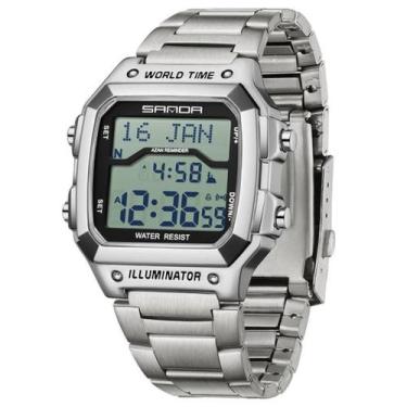 Imagem de Relógio À Prova D 'Água Cronômetro Alarme Data Pulseira Dourada - - Sa