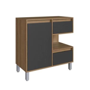 Imagem de Gabinete para Banheiro 80cm 1 Porta 2 Gavetas e Nicho Mel/grafite Paula Bl2001 - Faema Móveis