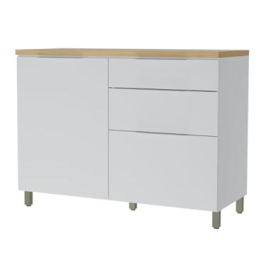 Imagem de Balcão Gabinete de Cozinha 1,20m 1 Porta 3 Gavetas 100% Mdf Mariah