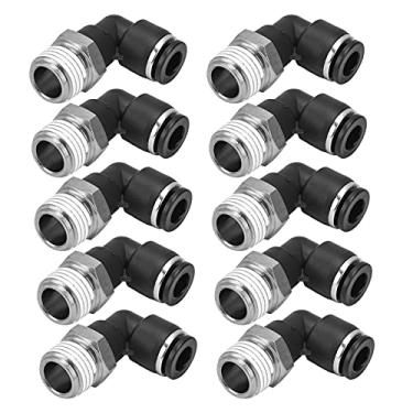Imagem de aqxreight 10 Peças Conectores Pneumáticos Em Forma de L ângulo Reto Rosca Externa Encaixes de Tubulação Rápida Acessórios de Compressor de Ar 4 M5 Com Anéis Ovais Fáceis Pneumáticos Externos São