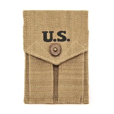 Imagem de Warreplica 2ª Guerra Mundial EUA .45 Cal Bolsa de revista dupla – reprodução de tela autêntica, serve para revistas de 1911, perfeita para encenações, exibição e colecionadores.