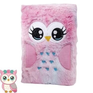 Imagem de Caderno/Agenda Coruja Fofa, Pelúcia, 80 Folhas, 21x14cm, Papel Premium (Rosa)