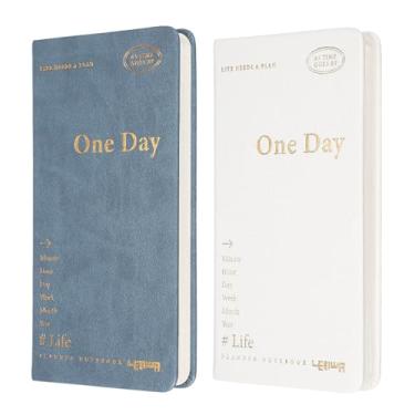 Imagem de PATIKIL Caderno planejador, 2 peças, 18 x 9,7 cm, 96 folhas, sem data, para agenda, diário, semanal, para escritório, casa, estudo, trabalho, gerenciamento de hábitos, rastreador de hábitos, branco