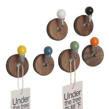 Imagem de 6 ganchos magnéticos coloridos para uso pesado, gancho magnético forte de neodímio, cabide magnético para geladeira, porta de metal, armário para pendurar toalha, casaco, bolsa, guarda-chuva (C)