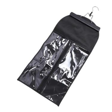 Imagem de KUIDAMOS Saco de Suporte de Extensão de Cabelo, Armazenamento Durável à Prova de água para Múltiplas Perucas, Peças de Cabelo, 5 Conjuntos de Saco de Cabide Não Tecido para Organização de Armário (Preta)