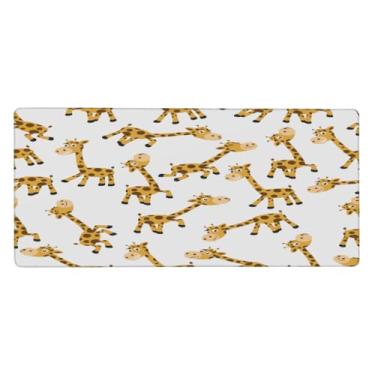 Imagem de Tapete de rato bonito com estampa animal girafa grande, impermeável, tapete protetor de mesa estendido para computador, base de borracha antiderrapante para escritório, computador, teclado, laptop e