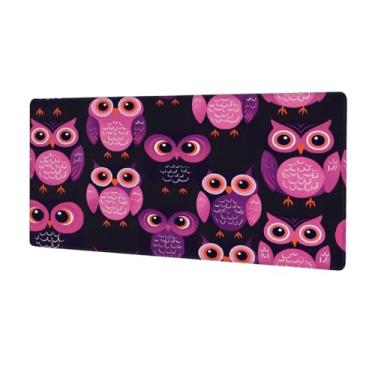 Imagem de Tapete de rato com olhos de coruja de animais grandes, à prova d'água, tapete protetor de mesa estendido para computador, base de borracha antiderrapante para escritório, computador, teclado, laptop e