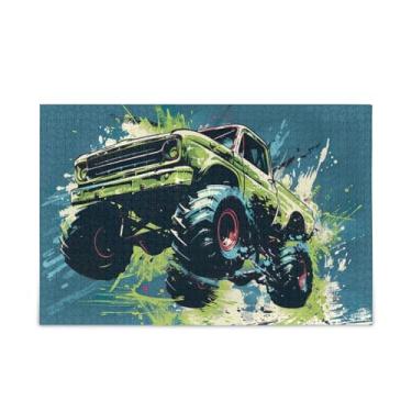 Imagem de Quebra-cabeça de salto de caminhão monstro de 1000 peças, composto de papel e madeira, quebra-cabeças masculinos com suporte de letras