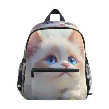 Imagem de GAIGEO Cute Kitten Ragdoll Cat Spring Mini Backpack for Kids with Whistle, 2 Bottle Pockets, Lightweight, Preschool Backpack 10x4x12 In, for Ages 3-8