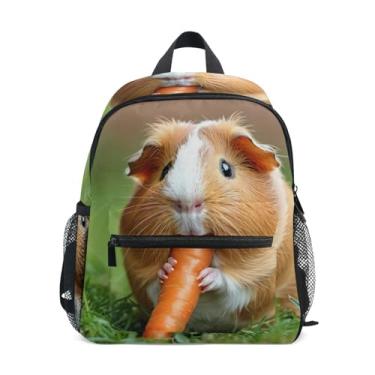 Imagem de Guinea Pig Carrot Mini Toddler Backpack with Whistle, Adjustable Chest Strap, Toddler Backpack for Girls Lightweight & Compact for Ages 3-8