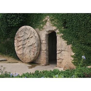 Imagem de BELECO 3 x 2,4 m Tecido Tumba de Jesus Pano de Fundo Vazio Pedra Tumba Crucificação de Jesus Cristo Ressurreição de Jesus Cristo Fundo Igreja Santuário Decoração Poster Estúdio Fotografia Adereços