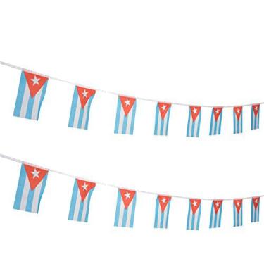 Imagem de Bandeira de faixa cubana cubana, 5,9 m 20 mini bandeiras, faixa de 14 x 21 cm, decoração de festa interna e externa.