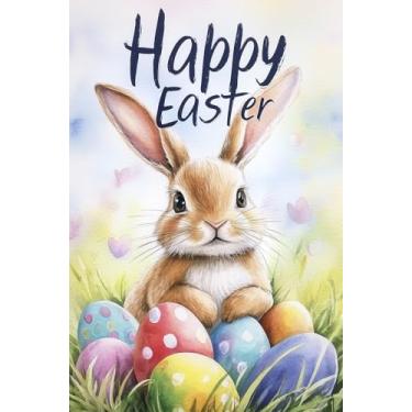 Imagem de Texupday Happy Easter Cute Bunny Rabbit Easter Eggs Decoration Vertical Spring Holiday Garden Flag Rustic Outdoor Yard Banner 30.5 cm x 45.7 cm (Bandeira de casa (71.1 cm x 101.6 cm))