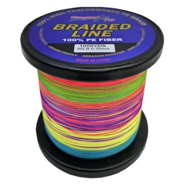 Imagem de MASTERPRO Linha de pesca 100% fibra PE 1000 jardas, colorida, resistente à abrasão, corda trançada de 4 fios, 4,5 kg 6,8 kg 9,1 kg 11,3 kg 13,6 kg 18 kg 22,7 kg 36,3 kg 45,4 kg superlinha de diâmetro