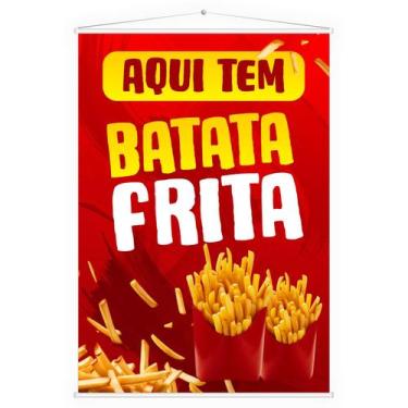 Imagem de Banner Faixa Lona Aqui Tem Batata Frita Porção Fast Food Comida Lancho