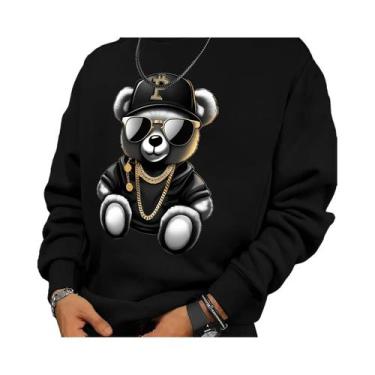 Imagem de Moletom Masculino De Manga Longa Com Gola Redonda E Estampa Gráfica De