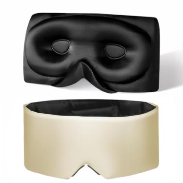 Imagem de USlixury Máscara de dormir de seda, máscaras de dormir contornadas 3D, máscaras blackout para dormir para mulheres com asa de nariz, 100% seda de amoreira, máscara antiderrapante para dormir de lado