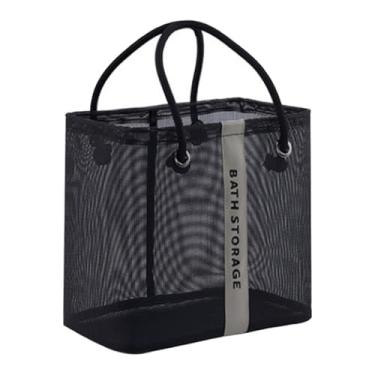 Imagem de SiaBiced Bolsa organizadora de banho em malha com 2 alças, dobrável, de secagem rápida, portátil, ideal para praia, piscina, banheiro e camping.