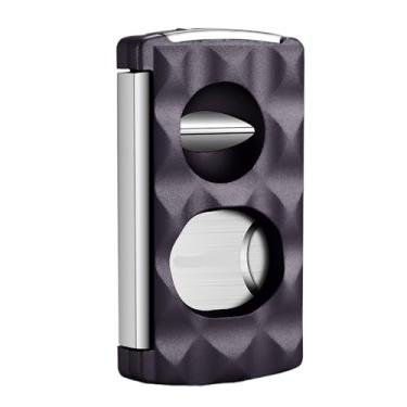 Imagem de JDIME Cortador de charutos, corte em V de aço inoxidável, com perfurador, suporte, lâmina afiada, acessório de viagem para fumar, caixa de presente, CE-24HM(F)