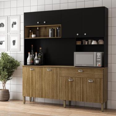 Imagem de Armario De Cozinha Compacta 8 Portas 1 Gaveta Sydney - Freijó/nero