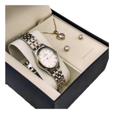 Imagem de Kit Relógio Champion Feminino Pequeno com Colar e Pulseira Original Pr