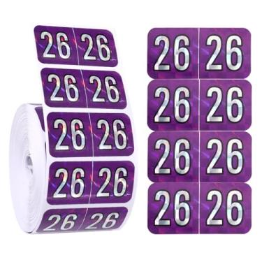 Imagem de 500 Adesivos com o Ano de 2026, Etiquetas Retangulares Autoadesivas 3,8x1,9cm Pastas Arquivo com Código Cores para o Ano 2026 para Uso Em Pastas Abas Material Escritório (Roxo Holográfico)