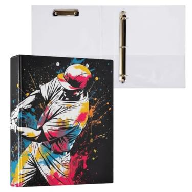 Imagem de ATTX Fichário com 3 anéis para jogador de beisebol, 3 cm para papel tamanho carta, 21,6 cm x 28 cm, fichário com três argolas com prancheta para material de escritório #164