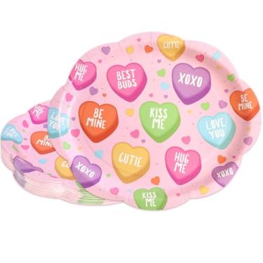 Imagem de ceiba tree Pratos ovais de papel para o dia dos namorados, 30 peças, pratos de jantar de coração, descartáveis para noivados, casamentos, aniversários, jantares românticos, artigos de festa