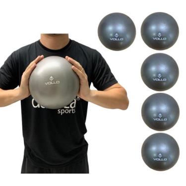 Imagem de Kit 5 Mini Bolas de Exercícios Overball 25cm VP1082 Vollo Sports Cinza